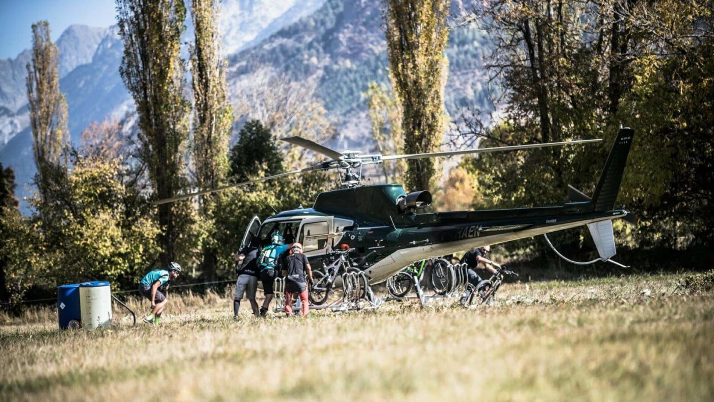 Helicopter and Mountain Bikes
