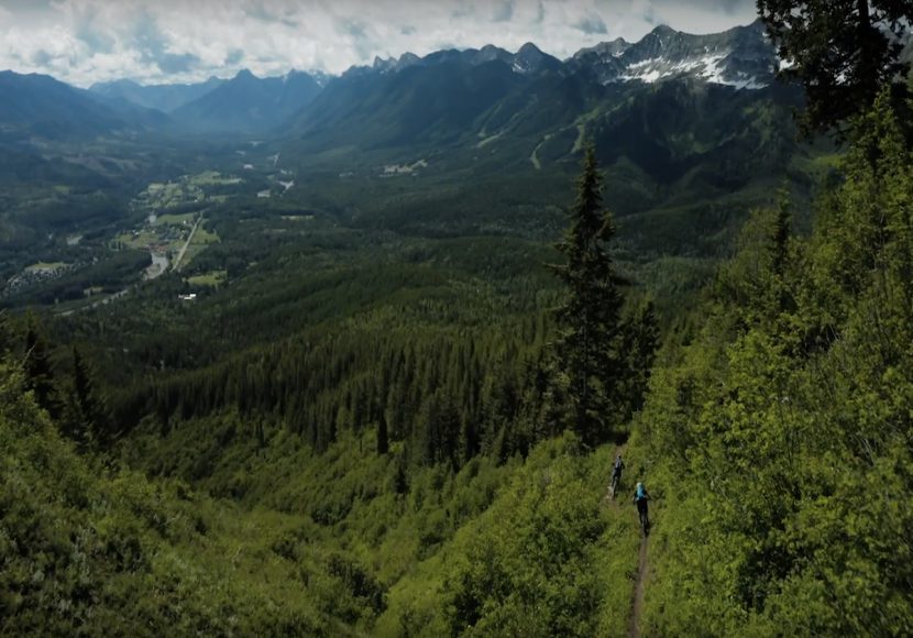 View from above the beautiful landscape and mountains of British Columbia, the location of our Rocky Mountain Rambler mountain bike tour.